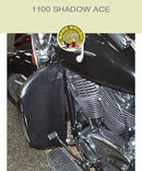 Honda 1100 Shadow ACE with black engine guard chaps