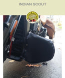 Indian Scout OEM bar with black engine guard chaps