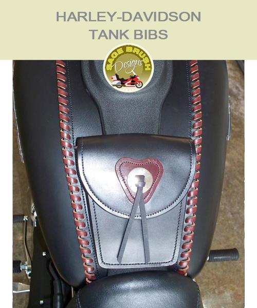 Dyna Street Bob Large Tank Bib with custom colour side lacing, a customized concho, and pocket