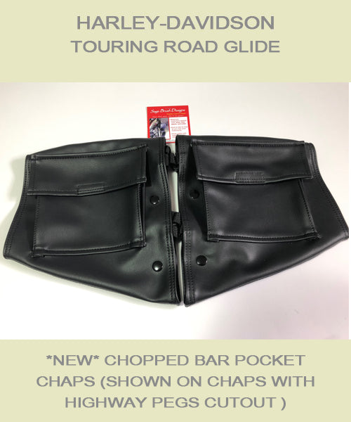 Harley-Davidson Touring Road Glide FLH  Chopped Bar Soft Lowers with Pockets shown with highway pegs cutout