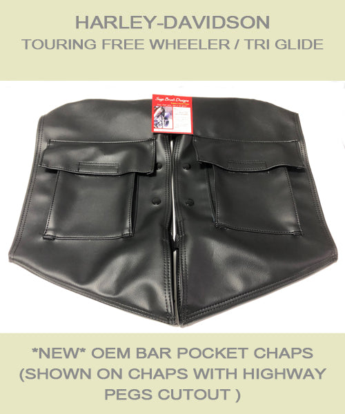 Harley-Davidson Touring Free Wheeler / Tri Glide OEM Bar Soft Lowers with Pockets shown with highway pegs cutout