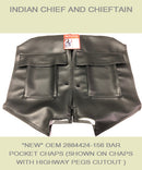 Indian Chief and Chieftain Soft Lower s shown with pockets on chaps with highway peg cutouts