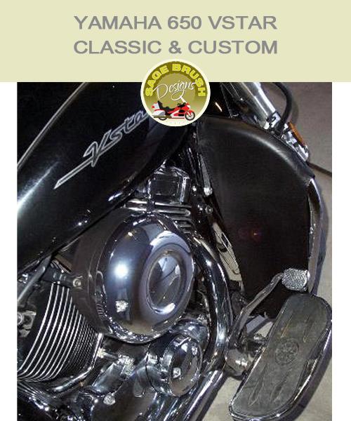 Yamaha 650 VSTAR Classic & Custom Highway Hawk with black engine guard chaps