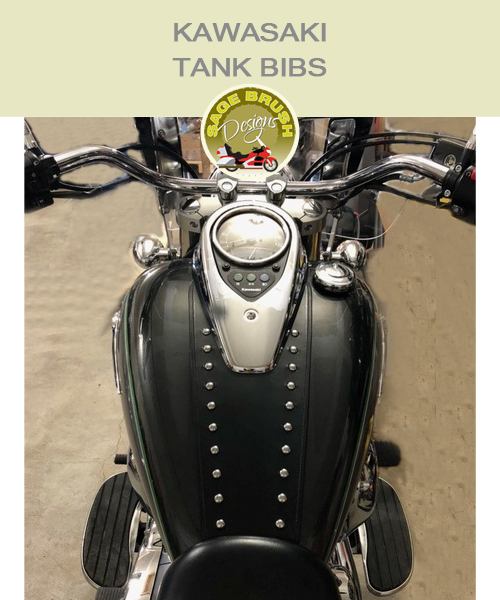 VtwinWorld.com Black Leather Tank Cover For Kawasaki VN800 Vulcan – Tank Panel / Bra / Bib